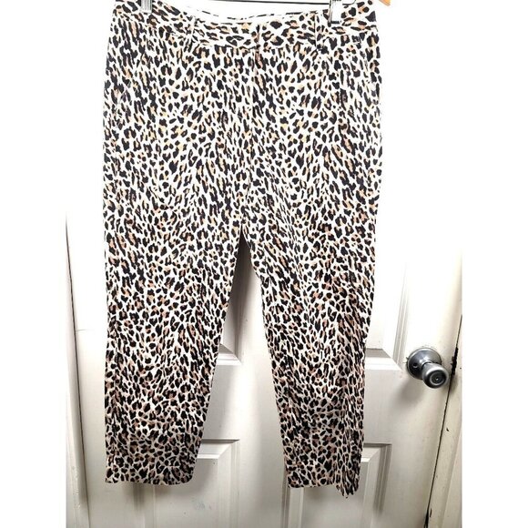 J crew Capri Leopard Print Women's Dressing Pants With Zipper & Hook Closure Siz - Picture 1 of 10